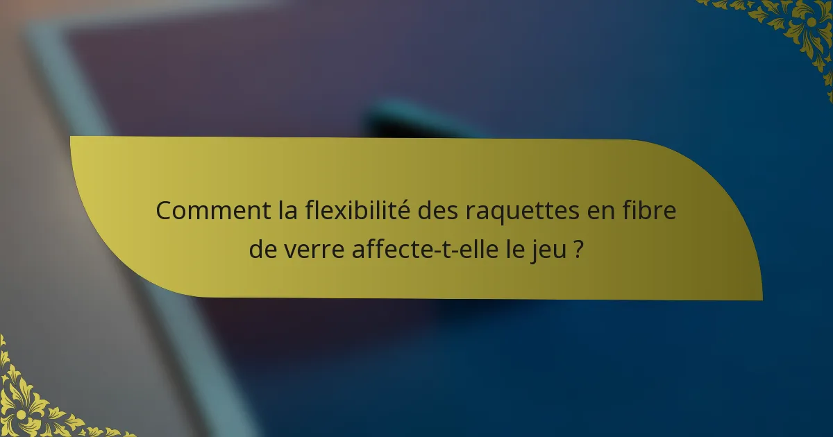 Comment la flexibilité des raquettes en fibre de verre affecte-t-elle le jeu ?