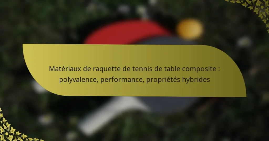 Matériaux de raquette de tennis de table composite : polyvalence, performance, propriétés hybrides