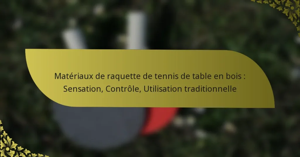Matériaux de raquette de tennis de table en bois : Sensation, Contrôle, Utilisation traditionnelle