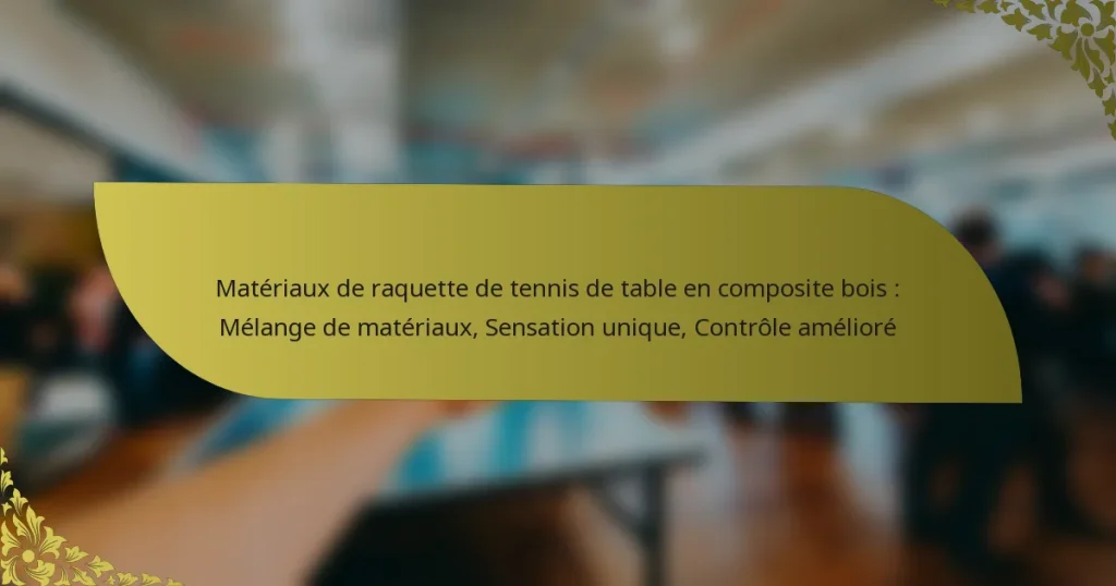 Matériaux de raquette de tennis de table en composite bois : Mélange de matériaux, Sensation unique, Contrôle amélioré