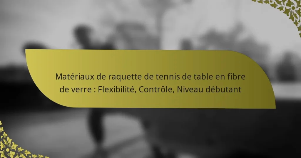 Matériaux de raquette de tennis de table en fibre de verre : Flexibilité, Contrôle, Niveau débutant