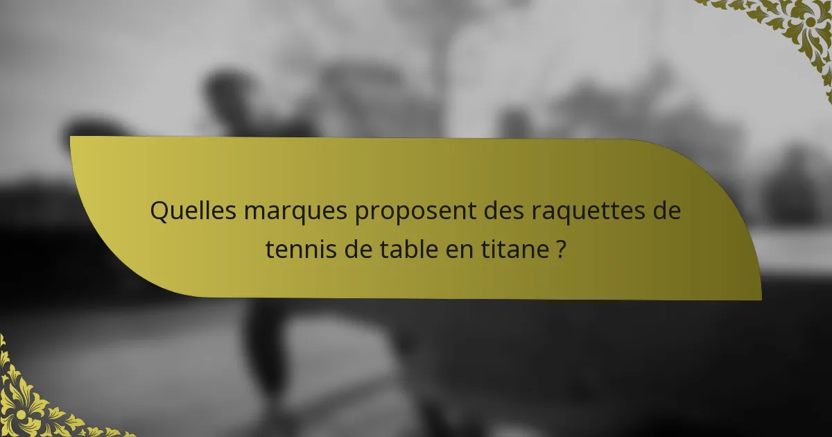 Quelles marques proposent des raquettes de tennis de table en titane ?