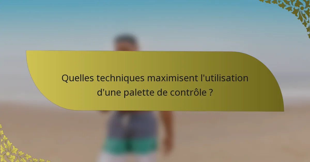 Quelles techniques maximisent l'utilisation d'une palette de contrôle ?