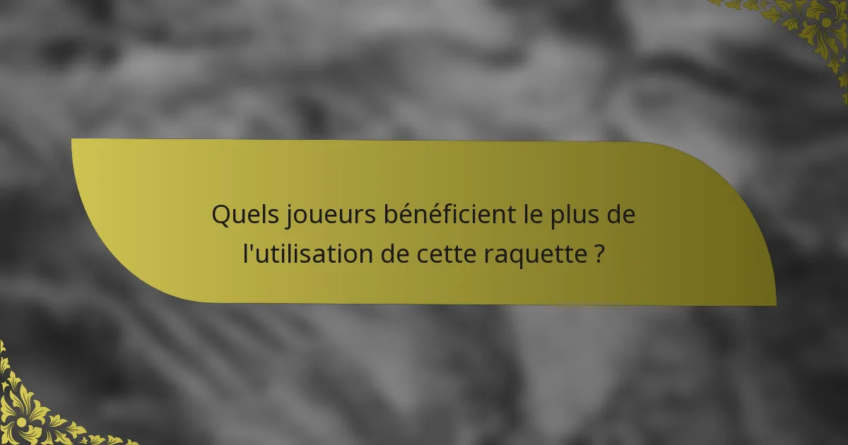 Quels joueurs bénéficient le plus de l'utilisation de cette raquette ?