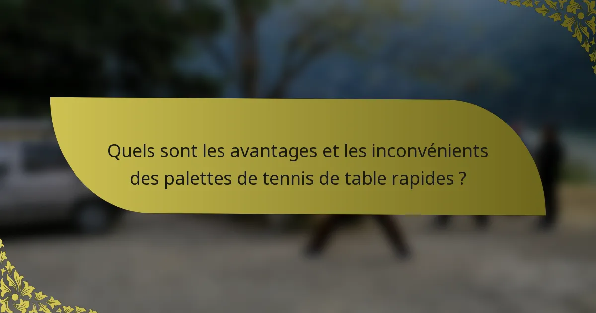 Quels sont les avantages et les inconvénients des palettes de tennis de table rapides ?